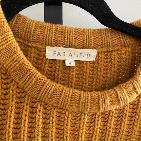 Far Afield Honey Mustard Tanner Ribbed Knit Sweater Size 4 - Picture 2 of 5